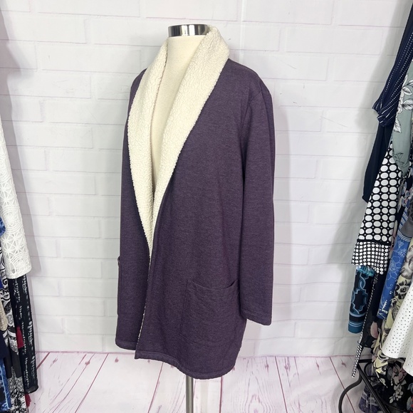 |•EDDIE BAUER•| Soft Fleece Cardigan Sweater Size Medium - Picture 3 of 10